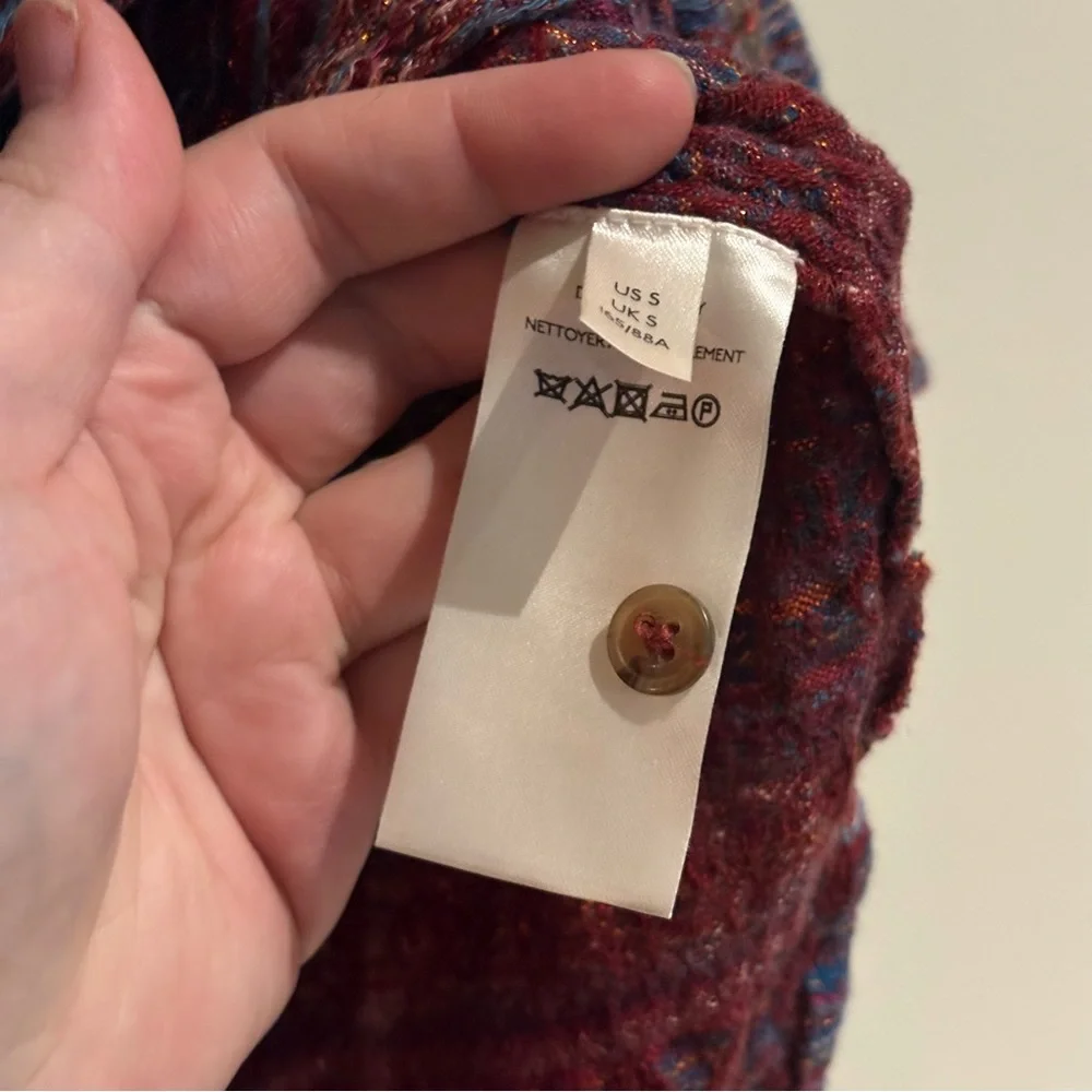Pilcro Anthropologie Seamed Tunic Buttondown in Metallic Plum Small Wool Blend - Picture 10 of 10